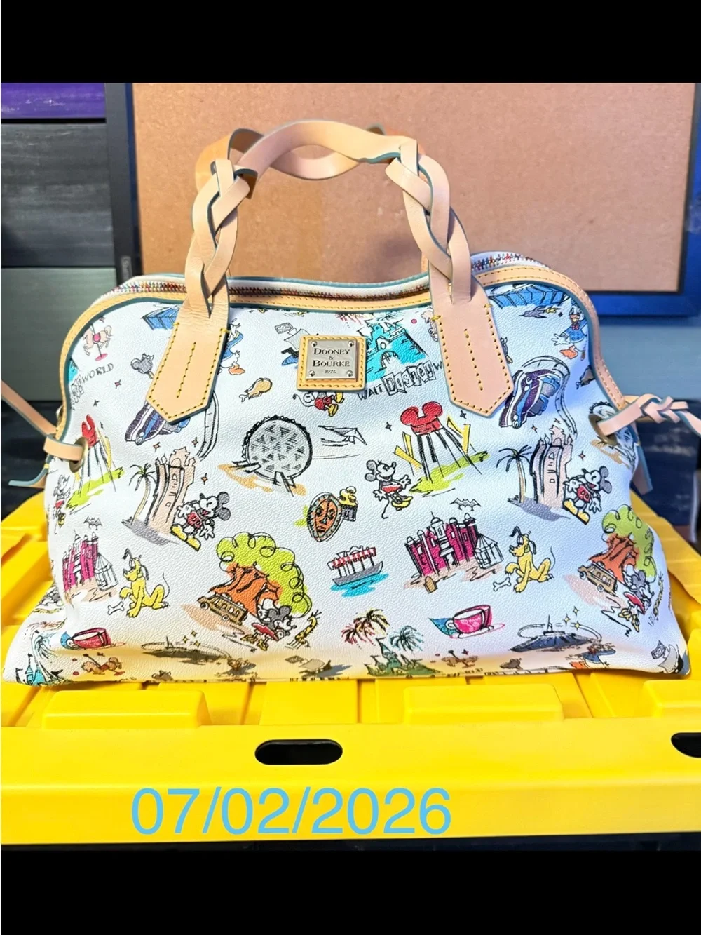 Dooney & Bourke White Multi Disney Sketch Coated Canvas Satchel